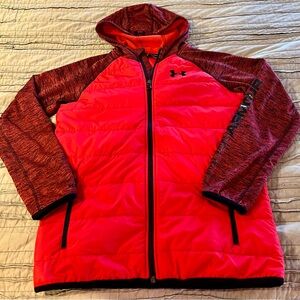 Under Armour red size youth large light puffer jacket - worn only a few times